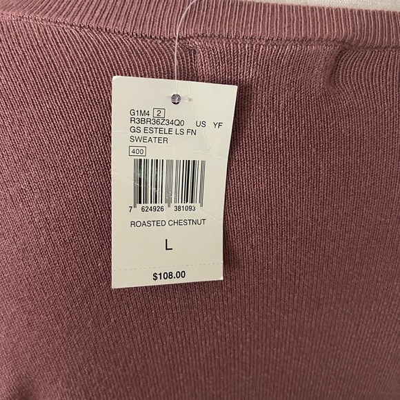 Guess Roasted Chesnut Mauve Bling Logo Estele Sweater L NWT 108.00 Choose Color - Picture 2 of 8